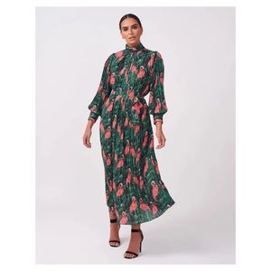 Forever unique flamingo pleated maxi dress - size 8